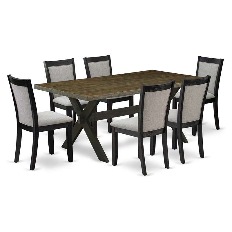 Pemberly Row 7-Piece Dining Set in Shitake Gray and Distressed Jacobean