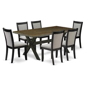 Pemberly Row 7-Piece Dining Set in Shitake Gray and Distressed Jacobean