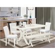 Pemberly Row 6-Piece Dining Set with Linen White Finish and Bench