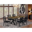 Pemberly Row 7-Piece Dining Set in Distressed Jacobean and Black Finish