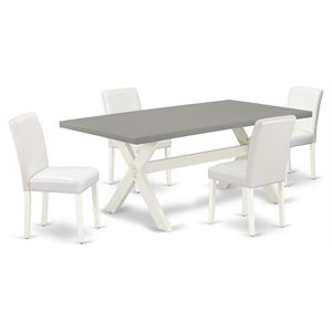 Pemberly Row 5-Piece Wood Dining Set in White Finish with Wooden Chairs