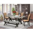 Pemberly Row 6-Piece Wood Dining Table Set in Black with Cement Finish