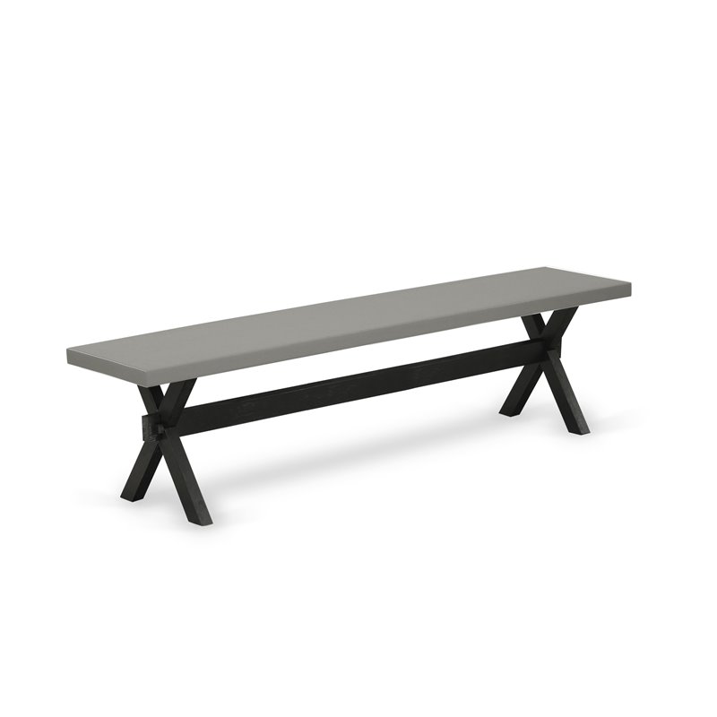 Pemberly Row 6-Piece Wood Dining Table Set in Black with Cement Finish