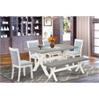 Pemberly Row 6-Piece Dining Set in Blue with Cement and White Finish