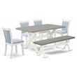 Pemberly Row 6-Piece Dining Set in Blue with Cement and White Finish