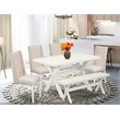 Pemberly Row 6-Piece Dining Set with Cream Upholstery and White