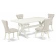 Pemberly Row 5-Piece Wood Dining Set with Linen White Finish