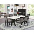 Pemberly Row 7-Piece Mid-Century Acacia Wood Dining Set in Multi-Color