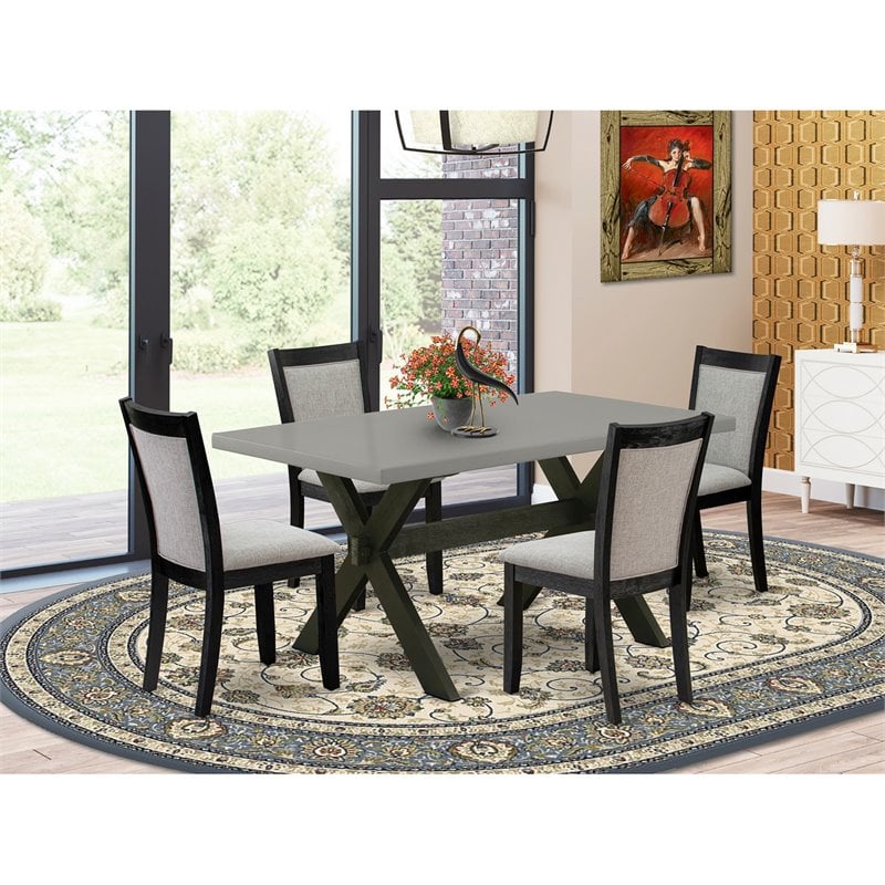 Pemberly Row 5-Piece Rubberwood Kitchen Dining Set in Shitake Gray