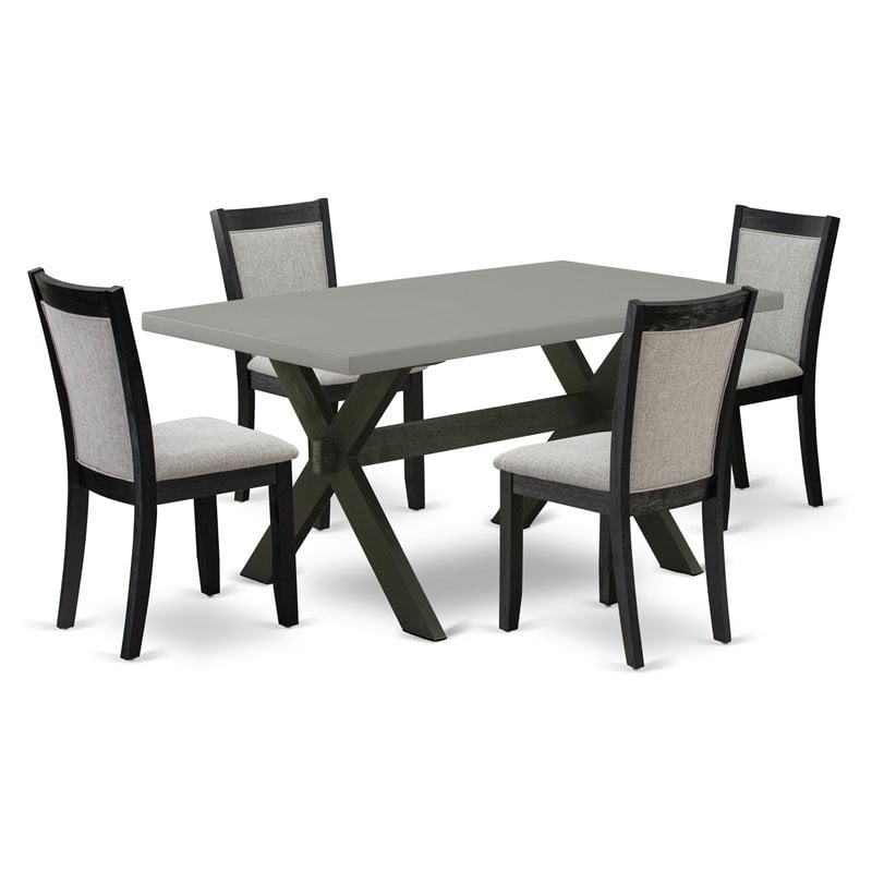 Pemberly Row 5-Piece Rubberwood Kitchen Dining Set in Shitake Gray