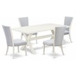 Pemberly Row 5-Piece Dining Set in Linen White and Gray Finish