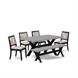 Pemberly Row 6-Piece Cement Dining Table Set with Bench & Chairs