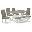 Pemberly Row 6-Piece Wood Dining Set with Cement Top in Dark Shitake
