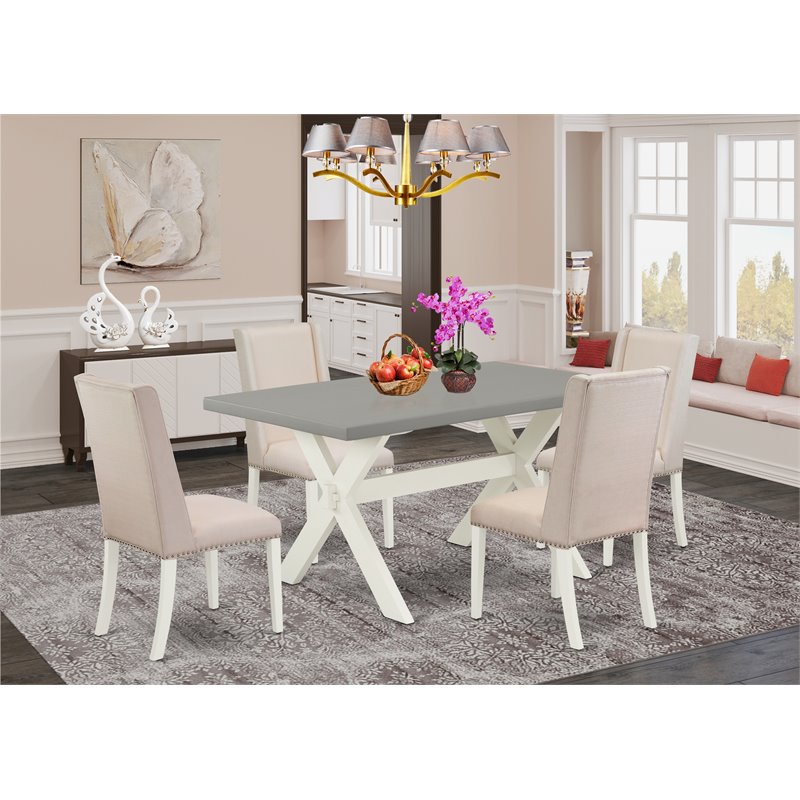 Pemberly Row 5-Piece Wood Dining Room Set in Linen White/Cream