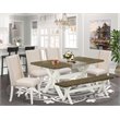 Pemberly Row 6-Piece Dining Table Set Cream Linen Jacobean Finish