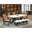 Pemberly Row 6-Piece Wood Dining Table Set with Bench and Chairs
