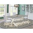 Pemberly Row 6-Piece Wood Dinette Set with Cement Top in White and Gray