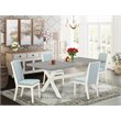 Pemberly Row 5-Piece Modern Wood Dining Table Set with Baby Blue Chairs