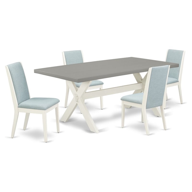 Pemberly Row 5-Piece Modern Wood Dining Table Set with Baby Blue Chairs