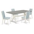 Pemberly Row 5-Piece Modern Wood Dining Table Set with Baby Blue Chairs
