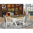 Pemberly Row 5-Piece Wood Dining Set in Shitake and Linen White
