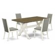 Pemberly Row 5-Piece Wood Dining Set in Shitake and Linen White