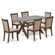 Pemberly Row 7-Piece Acacia Wood Dining Set in Cement and Dark Khaki Gray