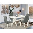 Pemberly Row 5-Piece Dining Room Set in Gray Finish with Upholstered Chairs