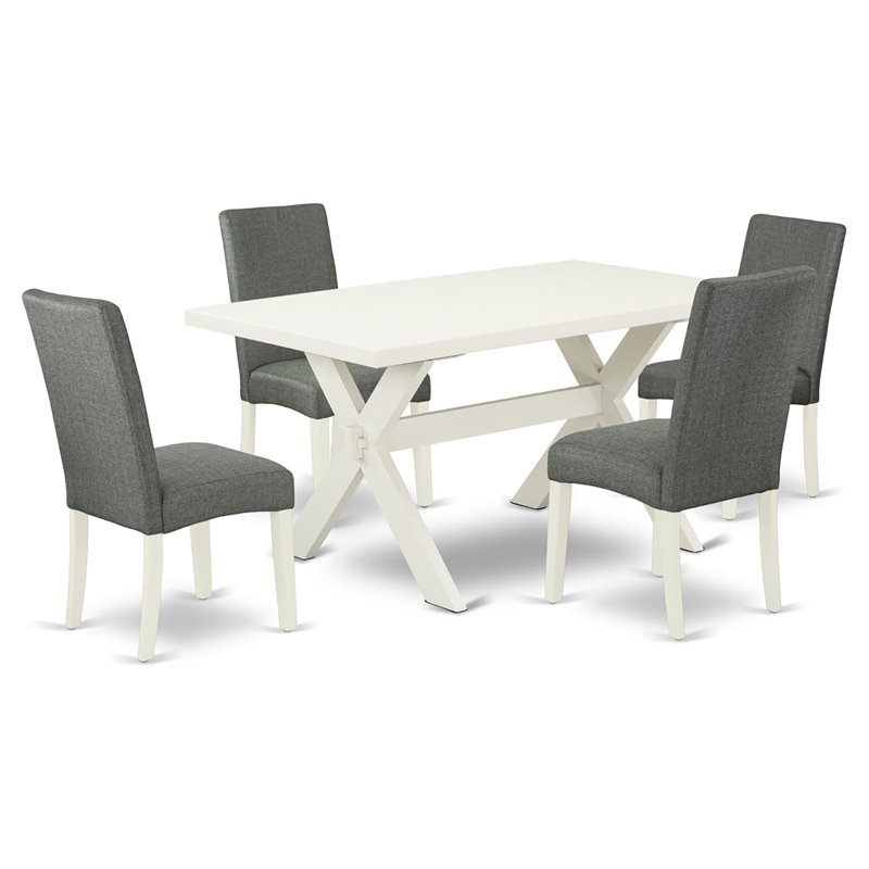 Pemberly Row 5-Piece Dining Room Set in Gray Finish with Upholstered Chairs