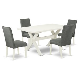 Pemberly Row 5-Piece Dining Room Set in Gray Finish with Upholstered Chairs