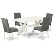 Pemberly Row 5-Piece Dining Room Set in Gray Finish with Upholstered Chairs