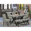 Pemberly Row 6-Piece Wood Dining Room Table Set in Shitake Cement Finish