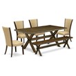 Pemberly Row 6-Piece Dining Set in Jacobean Brown with High Back Chairs