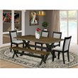 Pemberly Row 6-Piece Acacia Wood Dining Set in Multi-Color Finish