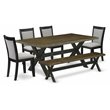 Pemberly Row 6-Piece Acacia Wood Dining Set in Multi-Color Finish