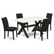 Pemberly Row 5-Piece Rectangular Wood Dining Set in Linen White & Black