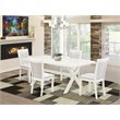 Pemberly Row 5-Piece Acacia Wood Dining Set in Linen White & Cream