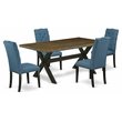 Pemberly Row 5-Piece Wood Dining Set in Mineral Blue & Jacobean