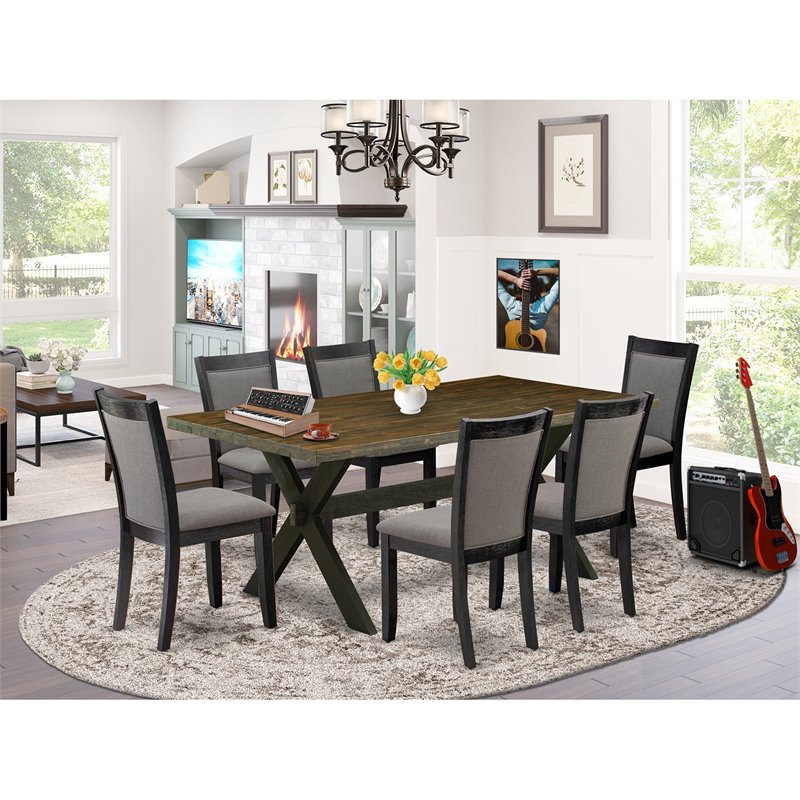 Pemberly Row 7-Piece Rubberwood Dining Set in Multi-Color Finish
