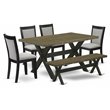 Pemberly Row 6-Piece Acacia Wood Dining Set with Bench in Multi-Color