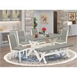 Pemberly Row 6-Piece Dining Set with Table Bench and Multi-Color Chairs
