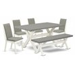Pemberly Row 6-Piece Dining Set with Table Bench and Multi-Color Chairs