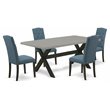Pemberly Row 5-Piece Wood Dining Table Set in Black and Blue Finish