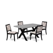 Pemberly Row 5-Piece Rubberwood Dining Set with Cement Tabletop and Chairs
