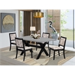 Pemberly Row 5-Piece Rubberwood Dining Set with Cement Tabletop and Chairs