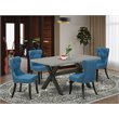 Pemberly Row 5-Piece Wood Dining Table Set with Linen Fabric Seats