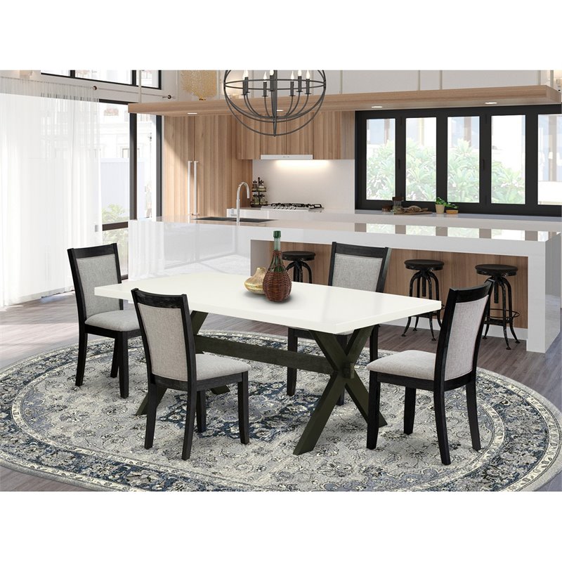 Pemberly Row 5-Piece Acacia Wood Dining Set in Multi-Color Finish