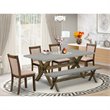 Pemberly Row 6-Piece Mid-Century Dining Set in Jacobean/Cement/Gray