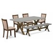 Pemberly Row 6-Piece Mid-Century Dining Set in Jacobean/Cement/Gray