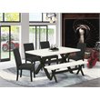 Pemberly Row 6-Piece Wood Dinette Set in White and Black Finish